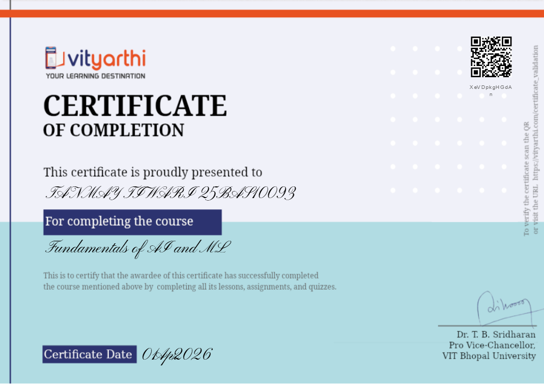 Fundamentals of AI and ML Certificate